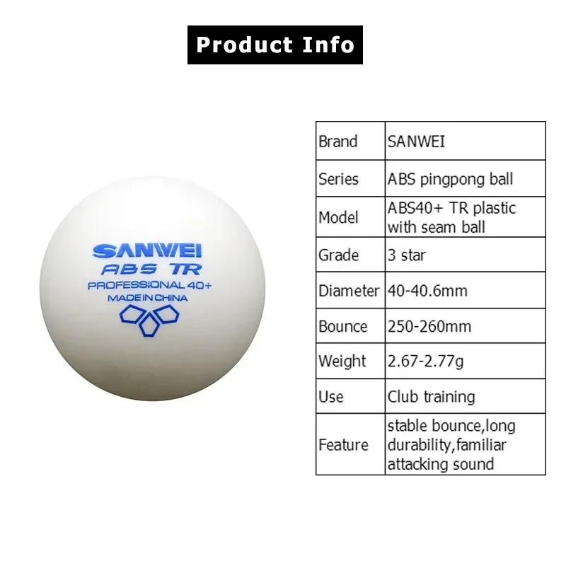 SANWEI-ABS TR 3 estrelas bolas - Table Tennis Livescore avaliação e preço