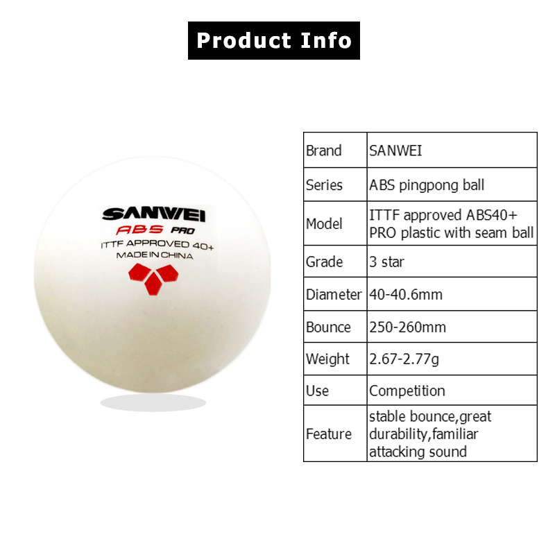 SANWEI ABS PRO 3-Star 40+ Bola - Table Tennis Livescore avaliação e preço